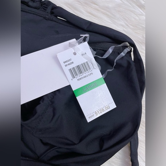 NWT Becca One Piece Keyhole Front Halter Neck Swimsuit Bathing Suit Black Size L - Picture 3 of 4